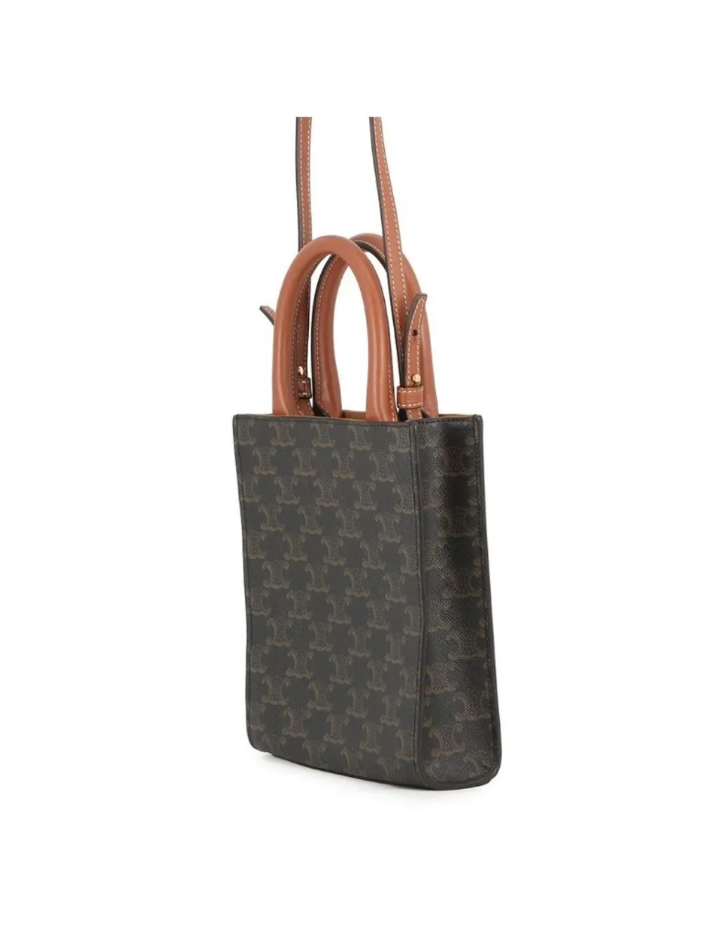 Celine Handbag Triomphe Mini Vertical Cover Leather Bag Brown - Picture 2 of 10